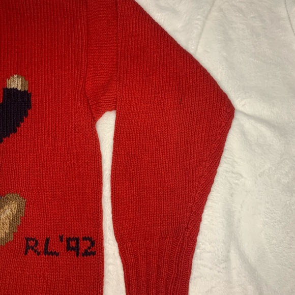 Rare Polo RL 92 Sit Down Bear Red Knit Sweater - Picture 5 of 9